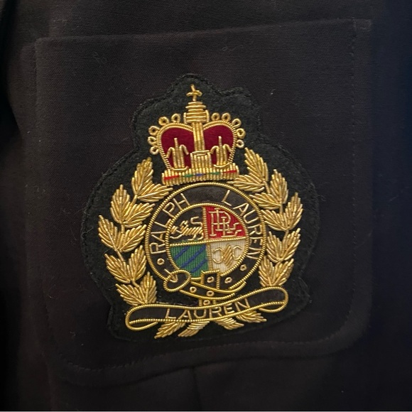 NWT~LAUREN RALPH LAUREN Women Black Crest Gold Button Blazer Jacket Size 16 - Picture 3 of 10